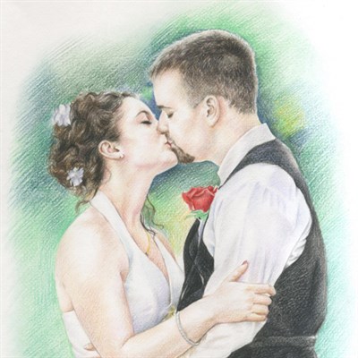Hand Drawn Colored Pencil Couple Portraits from Photos,by myDaVinci - myDaVinci
